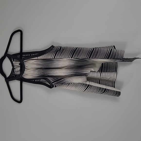 Alex & Trixie silk and black leather halter style striped top - Picture 1 of 6